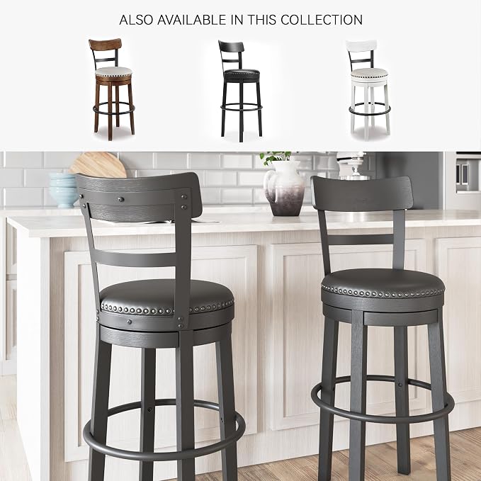 Signature Design by Ashley Valebeck Tall Upholstered Swivel Bar Stool - Image 6
