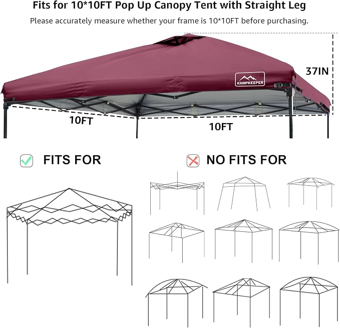 KAMPKEEPER Replacement Top Pop Up Canopy Tent Cover Roof - Image 4