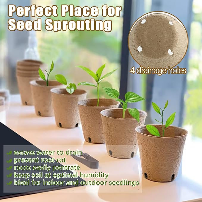 Peat Pots, 102 Pack 3.15 Inch Biodegradable Planting Peat Pots - Image 3