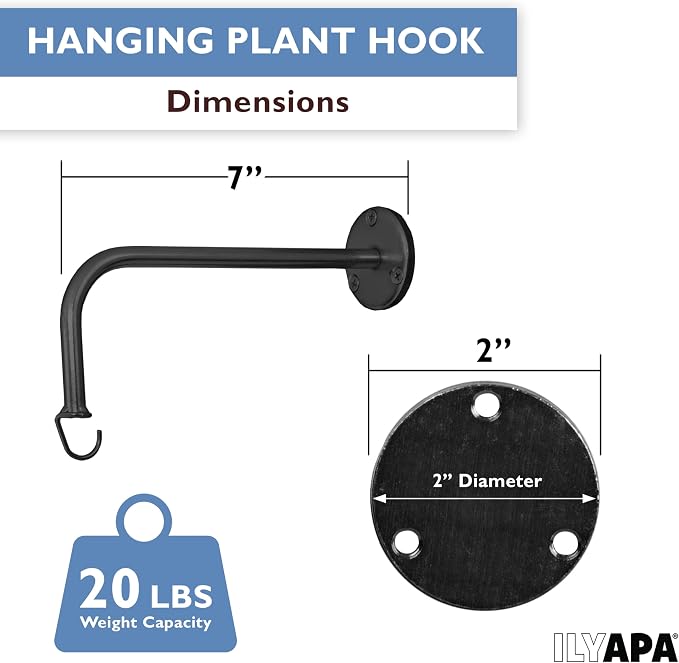 Ilyapa 4 Pack Metal Plant Wall Hanger Hooks - 7 in. Hook - Image 2