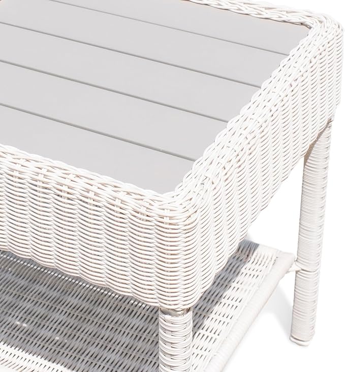 Park Meadow Outdoor Wicker Coffee Table 34 Inch HDPE Rattan Patio Furniture - Image 4