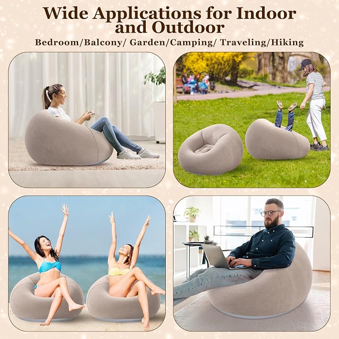 Realspring Inflatable Bean Bag Chairs Outdoor Blow up Camping Chairs Inflatable - Image 4