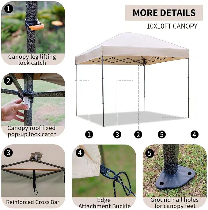 10x10 Pop Up Canopy Tent with 2 Sidewalls, Outdoor Canopy Tent with Sand Bags - Image 7