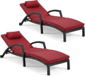 HOMREST Chaise Lounge Chairs Set of 2, PE Rattan Wicker Patio Lounge Chair by HOMREST