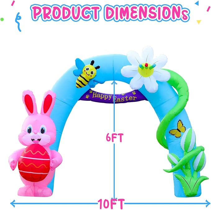 Domkom 12FT Long Huge Easter Inflatable Bunny Archway Outdoor Decorations - Image 5