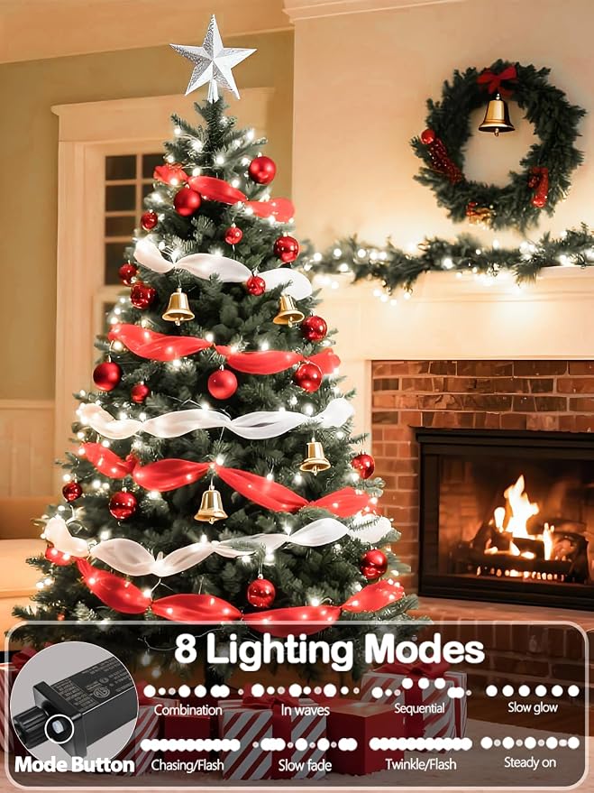 YIQU White 82FT 200 LED Christmas String Lights Outdoor/Indoor, Fairy String - Image 2