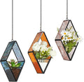 Yaomiao 3 Pcs Stained Glass Hanging Plant Terrariums Hanging Glass Planter by Yaomiao