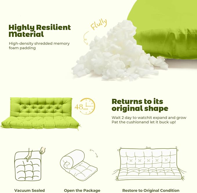 Porch Swing Cushions, Waterproof Patio Swing Cushions - Image 3
