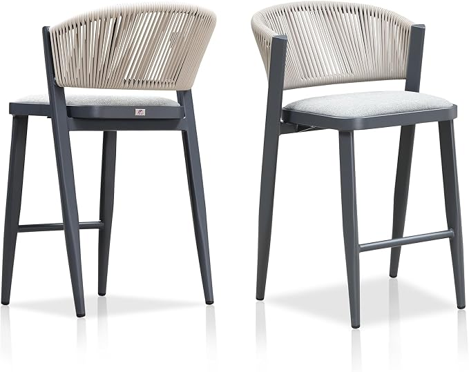 PURPLE LEAF Counter Height Bar Stool Set of 2 Outdoor Bar Stools Modern Bar by PURPLELEAF
