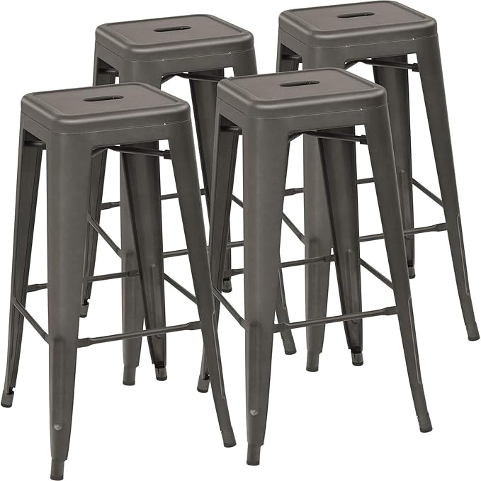 Devoko Metal Bar Stools 30" Indoor Outdoor Stackable Barstools Modern Style by DEVOKO