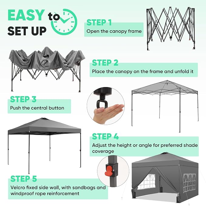 GDY 10x10 Pop Up Canopy Tent - Image 3