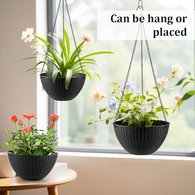 Hanging Planters for Indoor Outdoor Plants 8 and 10 Inch, 4 Packs Hanging - Image 6