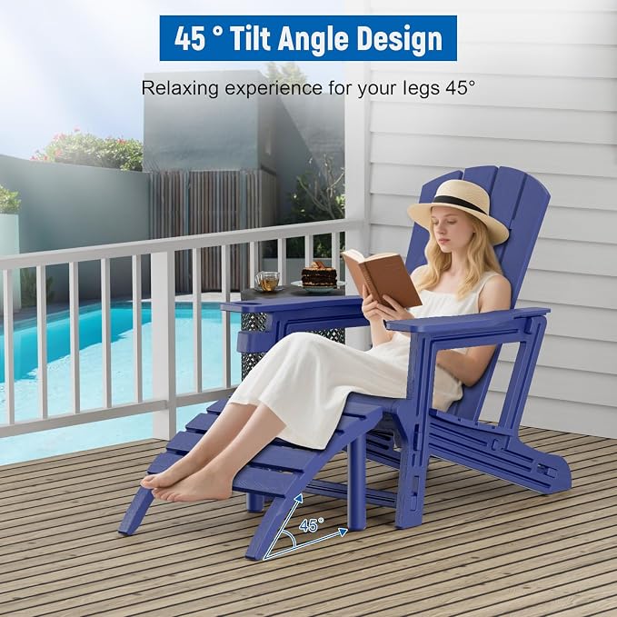 FONTOI Adirondack Ottoman, HDPE Plastic Adirondack Chair Footstool, All Weather - Image 2
