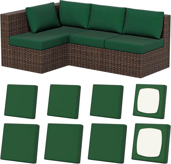8Pcs Stretch Patio Cushion Covers, Outdoor Couch & Sofa Replacement Slipcovers by VORSHAPE
