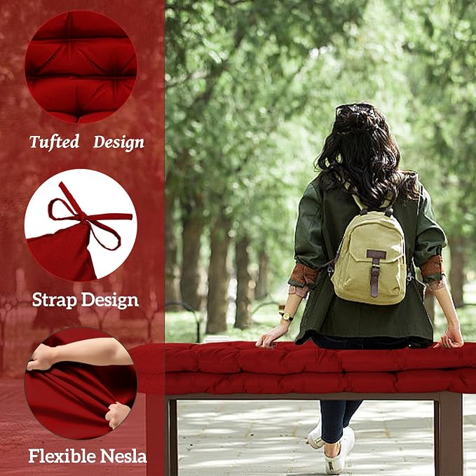 Outside Benches Cushion with Backrest, Thicken Waterproof Swing Cushions 2/3 - Image 2