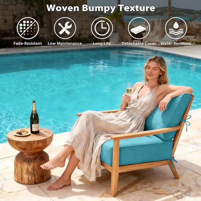 Sundale Outdoor Olefin Deep Seat Cushion Set of 2, Patio Chair Cushion and - Image 2