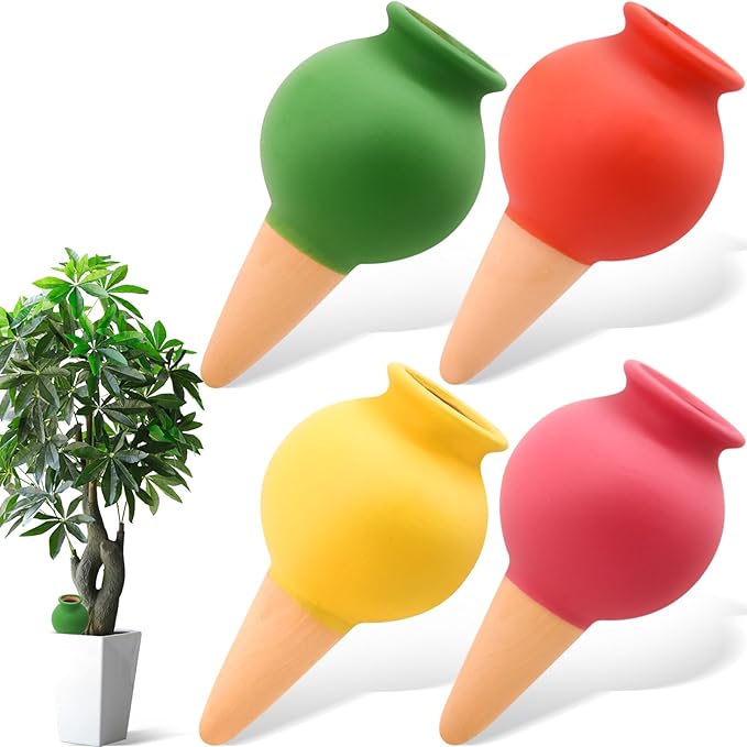 Terracotta Watering Spikes, 4 Pack Self Watering Globes, Slow Release Self by Unknown