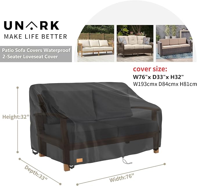 Outdoor 3-Seater Sofa Cover, Heavy Duty Patio Furniture Covers Waterproof - Image 2
