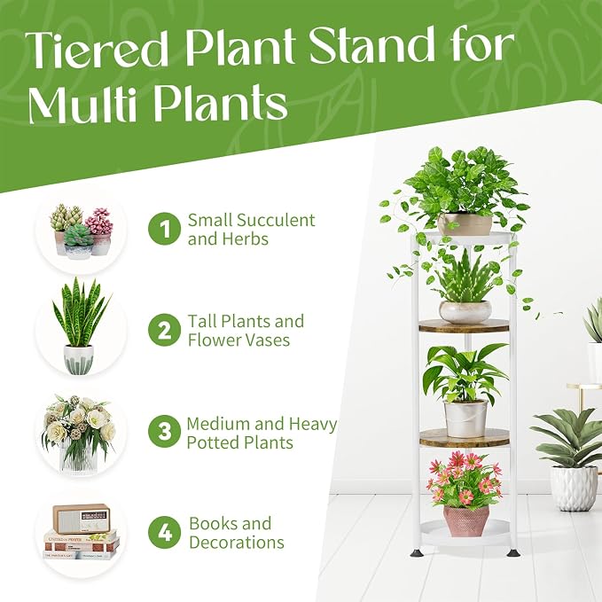 iDavosic.ly 4 Tier Corner Plant Stand Indoor, 45 Inch Tall Vertical Metal - Image 5