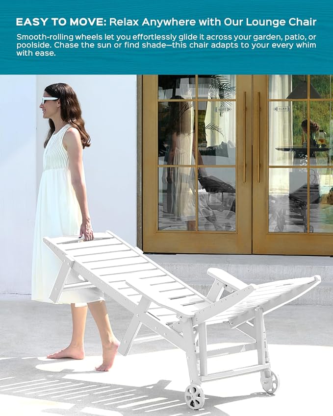 Outdoor Lounge Chair Set of 4, All Weather Patio Chaise Lounge Chairs - Image 6