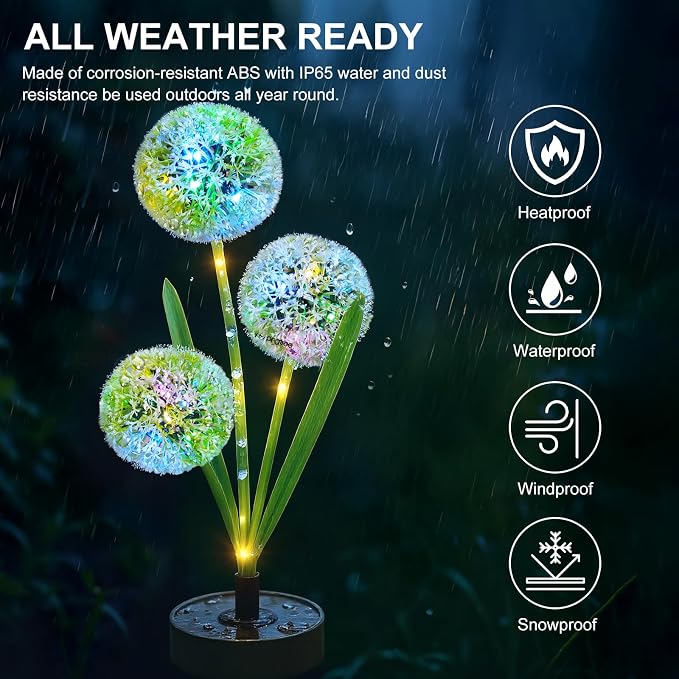 Upgraded Solar Garden Lights, 4 Pack Outdoor Solar Lights, Bigger Round Panel - Image 5