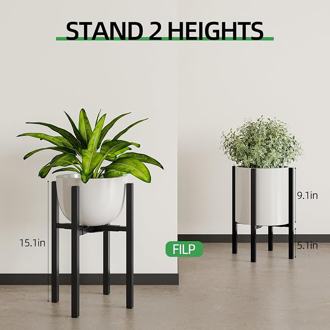 Adjustable Metal Plant Stand Indoor, Mid Century Modern Outdoor Planter Holder - Image 6