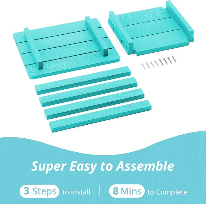 LUE BONA Adirondack Outdoor Side Table, 2-Tier Aruba Blue HDPS Patio End Table - Image 8