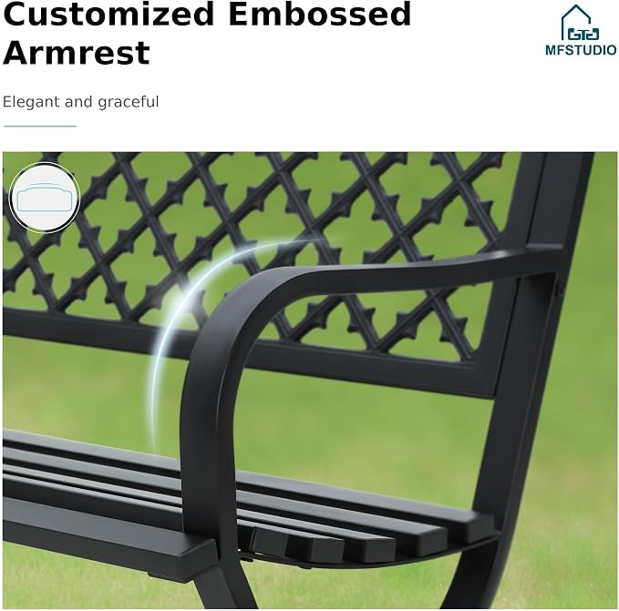 MFSTUDIO 50" Lucky Clover Outdoor Bench, Durable Patio Garden Bench Park Chair - Image 4