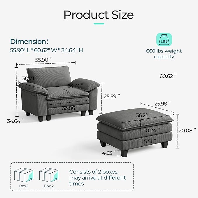 LINSY HOME Cloud Sofa Accent Chair - Image 2