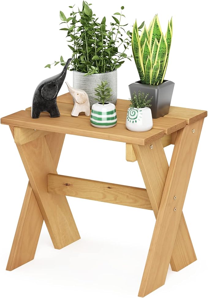 Furinno Tioman Outdoor Side Table Flower Stand, Pine Wood by Furinno-FitsYourSpaceFitsYourBudget