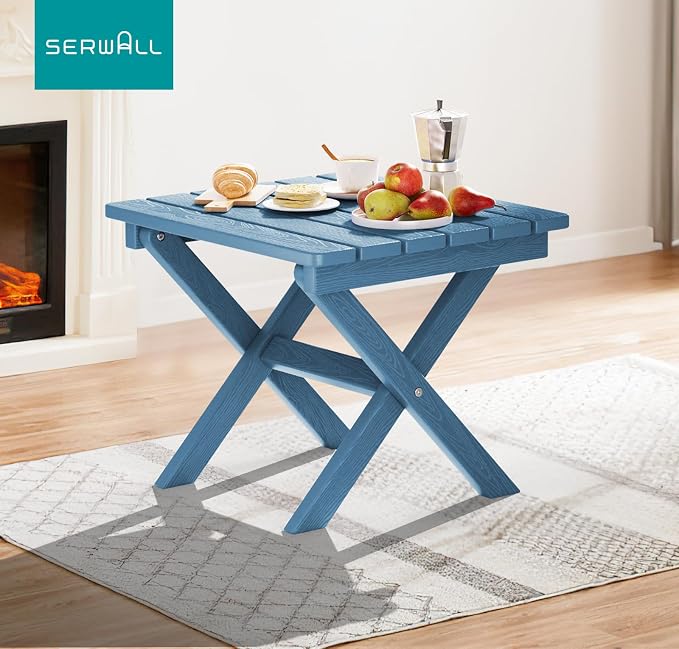 SERWALL Folding Adirondack Side Table, Portable Small Outdoor Table, Weather - Image 8
