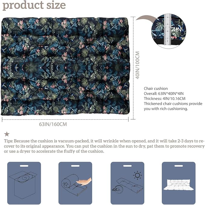 Outside Benches Cushion with Backrest, Thicken Waterproof Swing Cushions 2/3 - Image 3