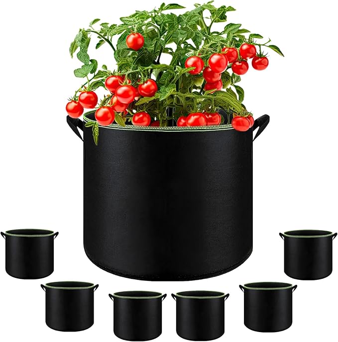 6-Pack 7 Gallon Grow Bags - 300G Heavy Duty Aeration Fabric Pots by SouilGoal
