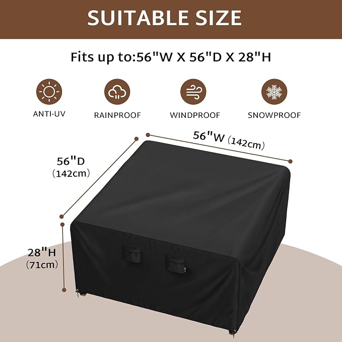 iBirdie Outdoor Patio Furniture Set Covers 56 x 56 inch Waterproof Weatherproof - Image 2