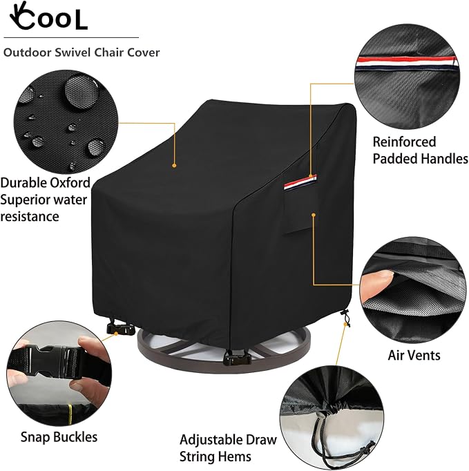 Okcool Outdoor Swivel Chair Cover 2 Pack, Outdoor Furniture Patio Chair Covers - Image 3
