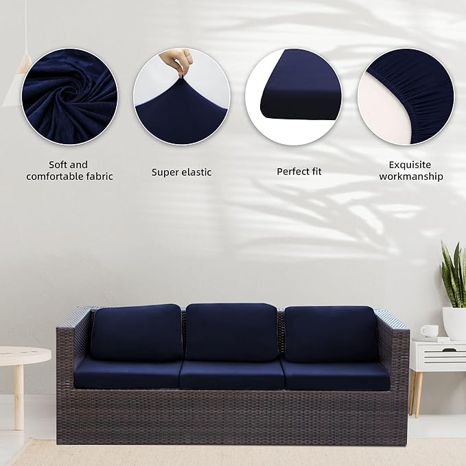 8Pcs Stretch Patio Cushion Covers, Outdoor Couch Covers Replacement, Outdoor - Image 3