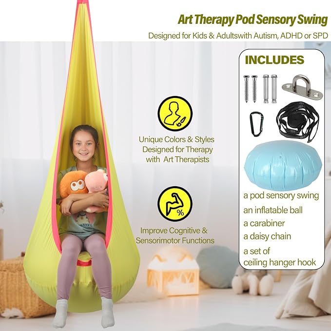 Kids Pod Swing Seat, Max 300 Lbs, Child Sensory Swing Chair Indoor & Outdoor - Image 3