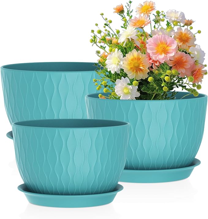Large Plant Pots 12/10/9 inch, 3 Pack Big Flower Pots by Meowell