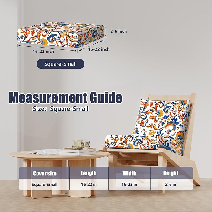 8Pcs Square Small Stretch Patio Cushion Covers, Couch & Sofa Replacement - Image 2