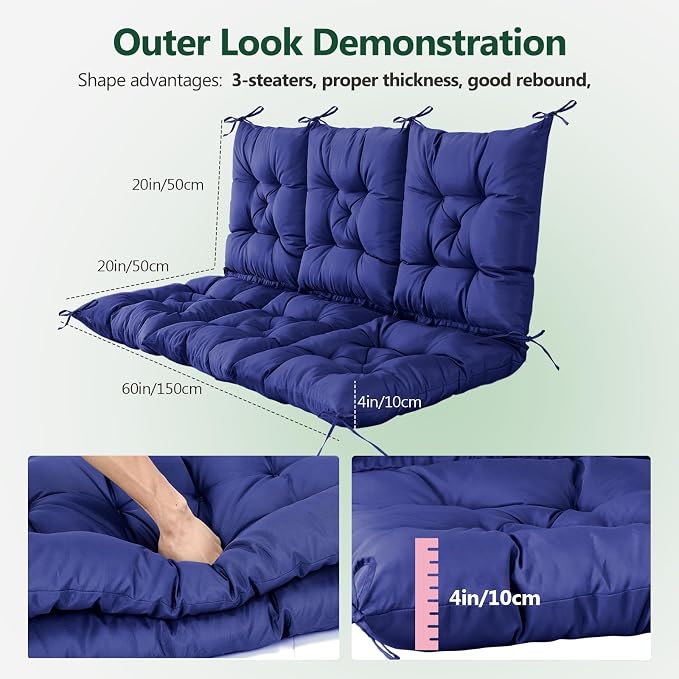3 Seater Porch Swing Cushion, Thick Cushion - Image 2