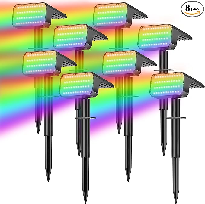 LANSOW Solar Spot Lights Outdoor Color Changing, LED Solar Powered Flood Lights by LANSOW