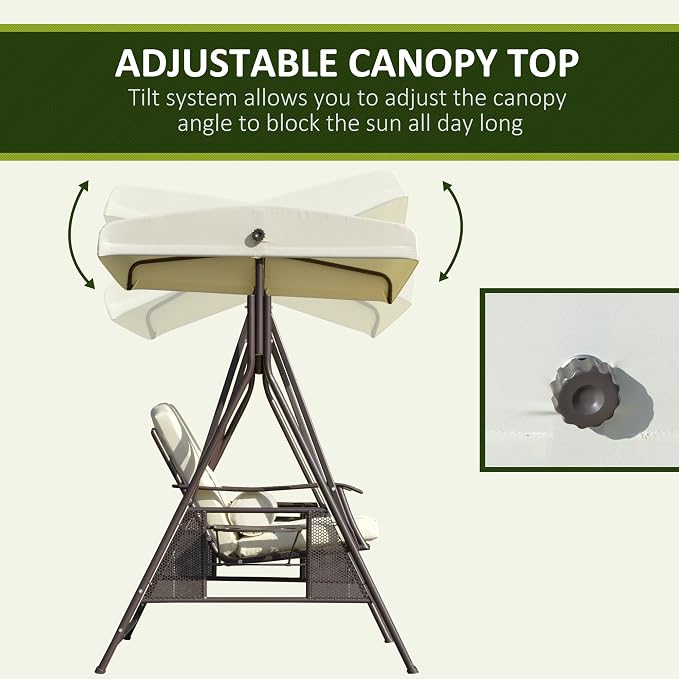 Outsunny 2-Person Patio Swing Bench - Image 3