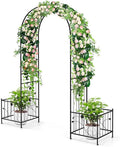 IRONMAX Garden Arch with Planter Boxes, Outdoor Wedding Archway Pergola by IRONMAX