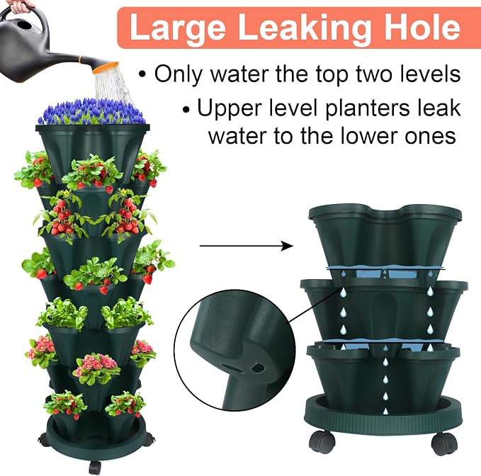 DUNCHATY Stackable Planter, Vertical Garden Planter - Image 4