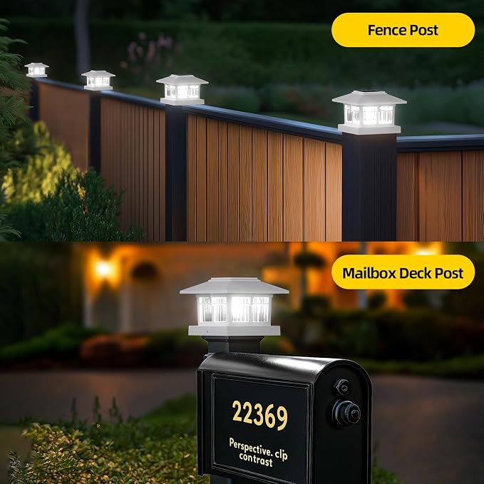 EXCMARK 4x4 Solar Post Cap Lights, 8 Pack Fence Deck Post Lights Outdoor Solar - Image 7