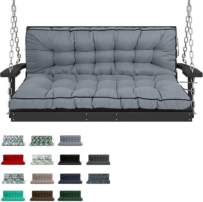 Waterproof Porch Swing Cushion Replacement, Thick 4" 2–3 Seat Outdoor Swing by RUFXIEZW