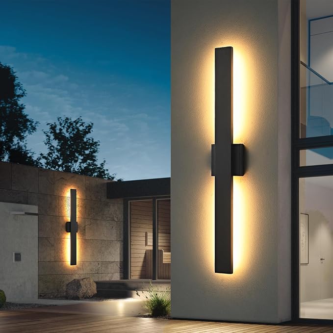 Black Long Outdoor Wall Lights Modern Exterior Lighting Fixtures 31.5 Inch - Image 2