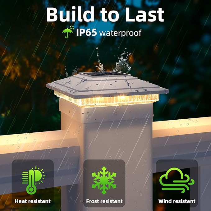 Post Cap Lights Outdoor 6pack, Waterproof Fence Post Solar Lights - Image 3