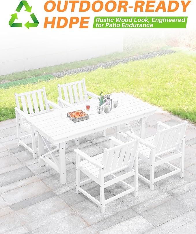 HDPE Patio Dining Set, 5-Piece Outdoor Table and Chairs - Image 5