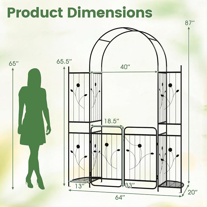 Giantex 87'' Metal Garden Arbor - Image 7